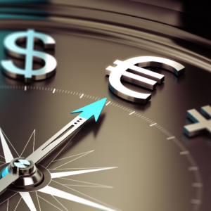 27354818 - compass with needle pointing euro symbol with blur effect  illustration symbol of investment solutions